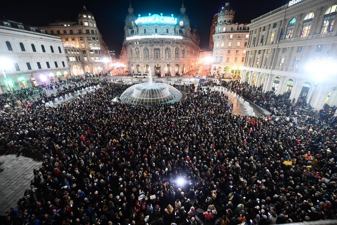 image of a sardines protest in italy