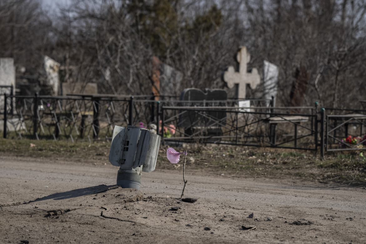 Along the M14 highway, a civilian outpost resisting Russian attack