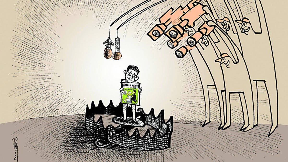 Exiled Iranian cartoonist still mourns 'Charlie' friends