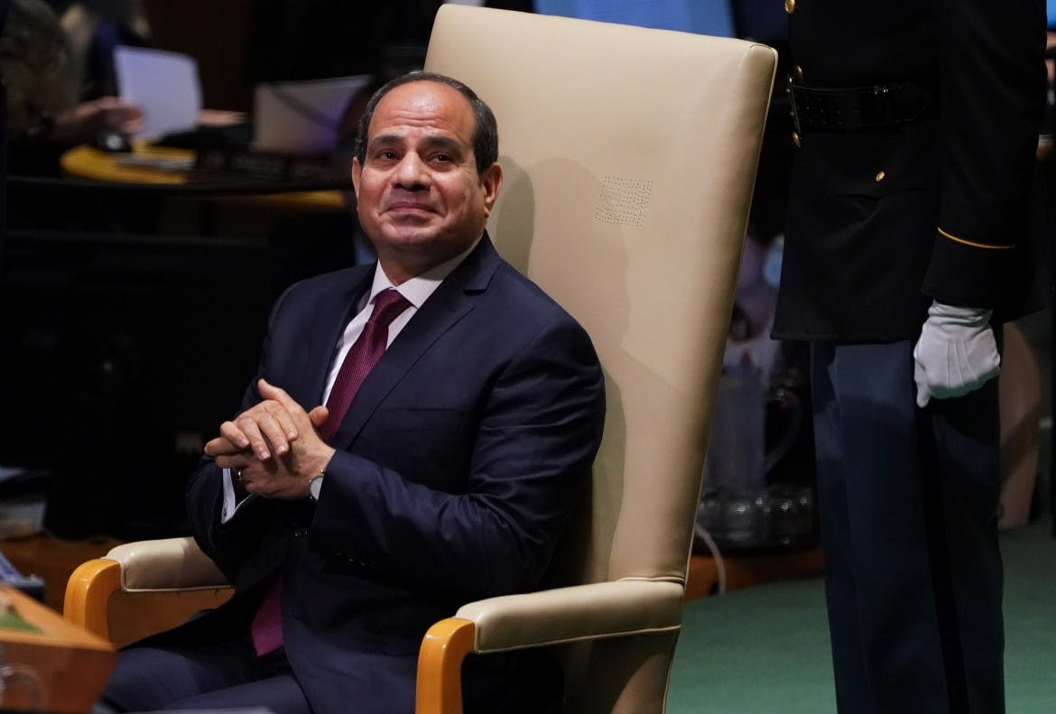 image of al-Sisi during Cairo protests