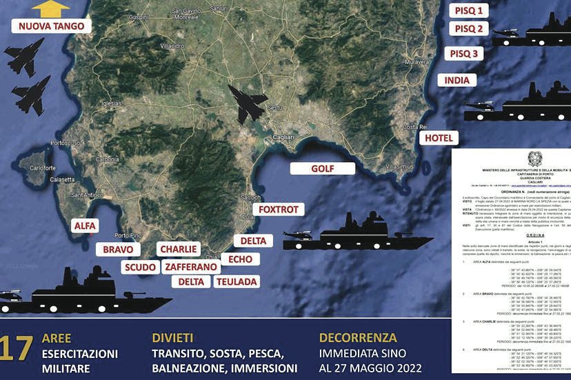 Three weeks of bombardment and live fire are underway in Sardinia