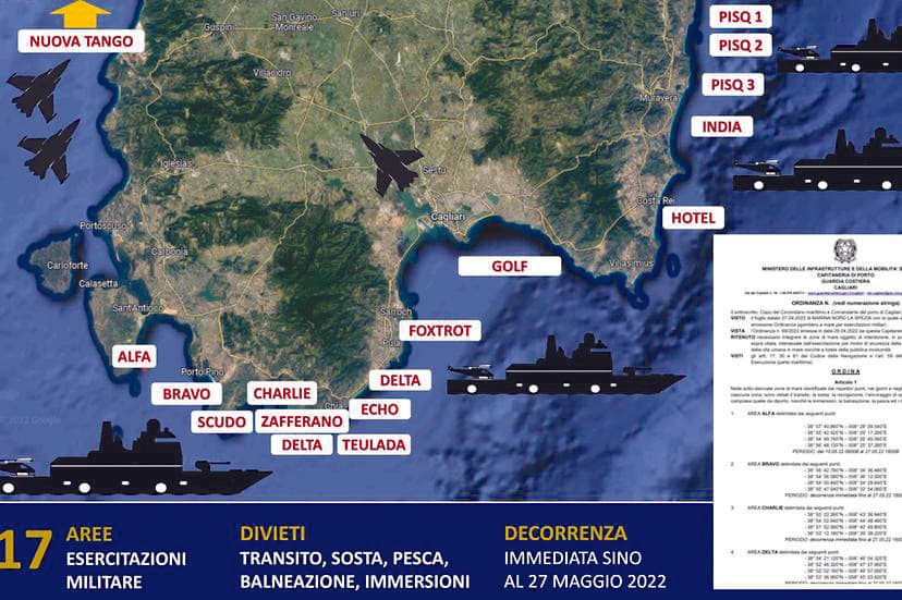 Three weeks of bombardment and live fire are underway in Sardinia