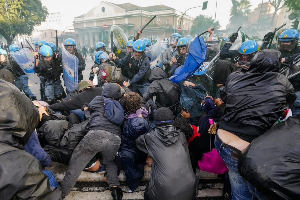 A pro-Palestine media spectacle ended in arrests and injuries in Rome