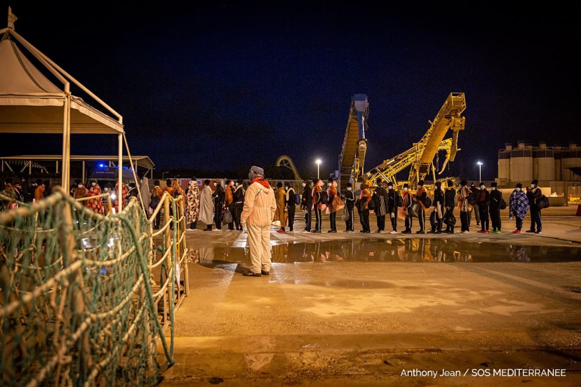 The Ocean Viking lands in Augusta