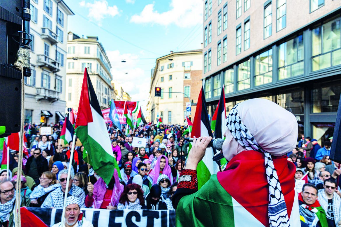 Palestinian liberation at the front of the march