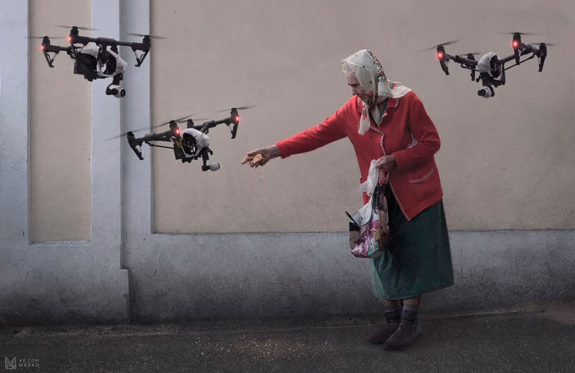 image of woman with drones