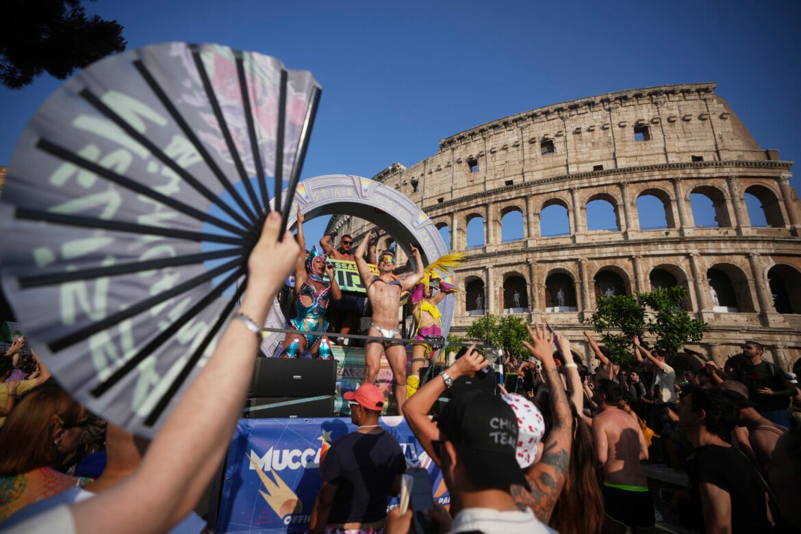 Rome Pride parade draws 1 million people and a moment of silence for Gaza