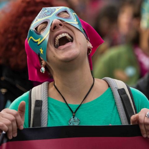 image of a female protester