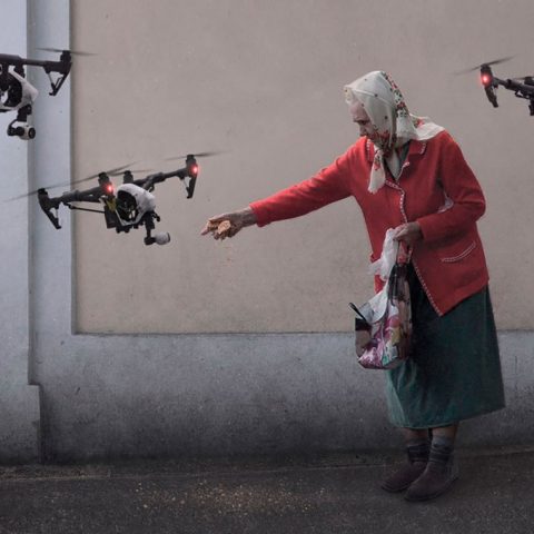 image of woman with drones